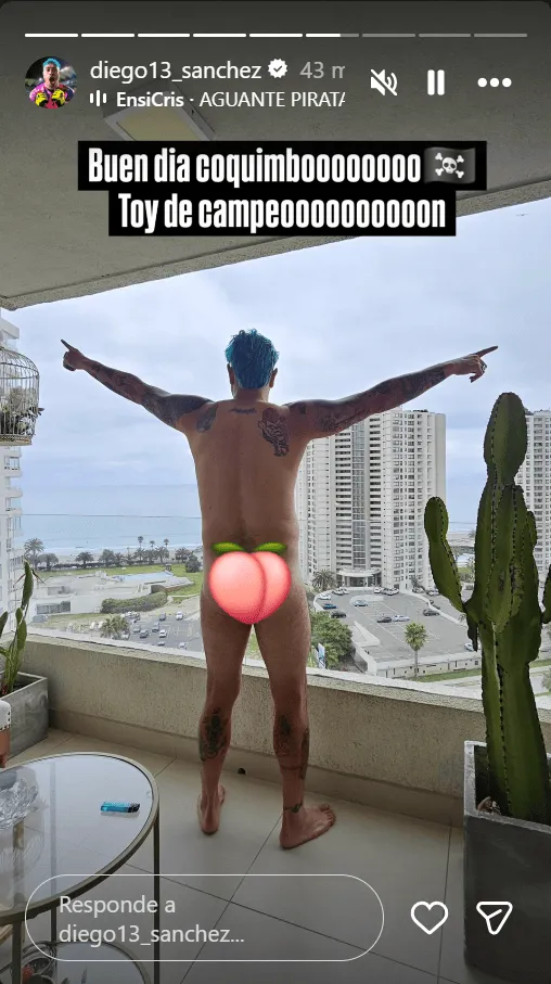 Diego “Mono” Sánchez desató comentarios tras compartir una foto desnudo celebrando el título de Coquimbo Unido.