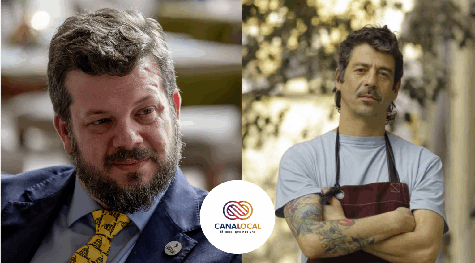 El candidato presidencial Johannes Kaiser responde a la prensa tras el debate de la Archi, momento en que fue interrumpido por el ex notero de CQC Fernando Lasalvia.