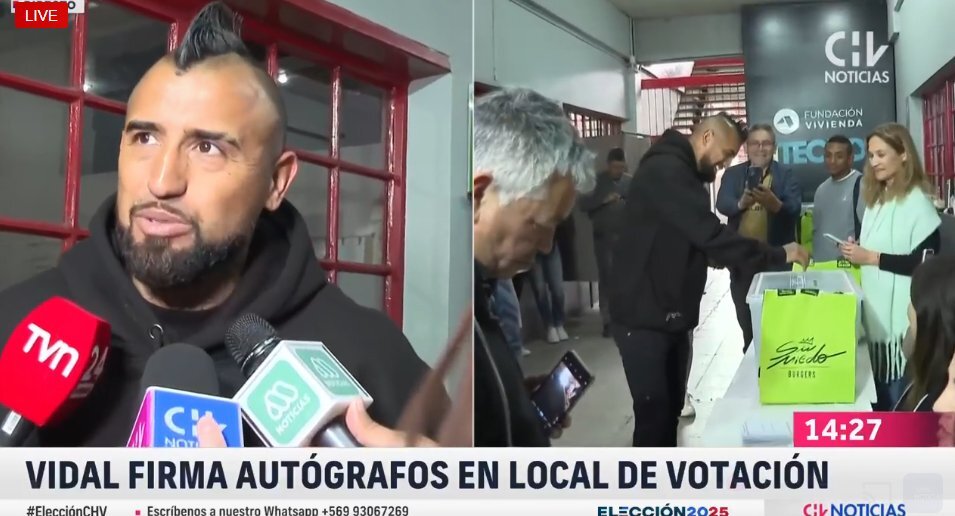 Arturo Vidal votó en San Joaquín, compartió con hinchas, regaló hamburguesas y habló sobre la posibilidad de ser Presidente.