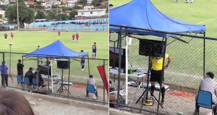 Un árbitro revisó una jugada en un monitor improvisado durante un partido amateur en Cabildo. El curioso “VAR del pueblo” se volvió viral en redes sociales.