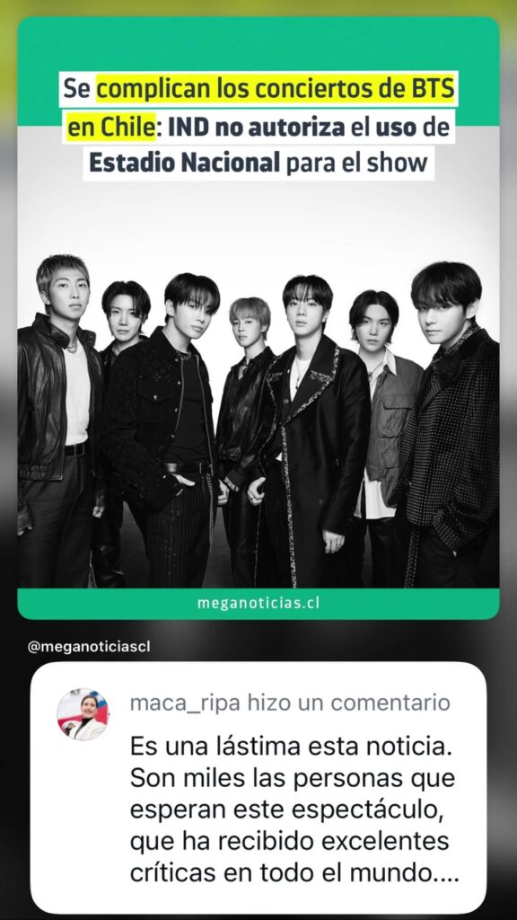 La alcaldesa Macarena Ripamonti ofreció el Estadio Sausalito para recibir a BTS en octubre, luego que el Instituto Nacional de Deportes descartara el uso del Estadio Nacional para los conciertos en Chile.