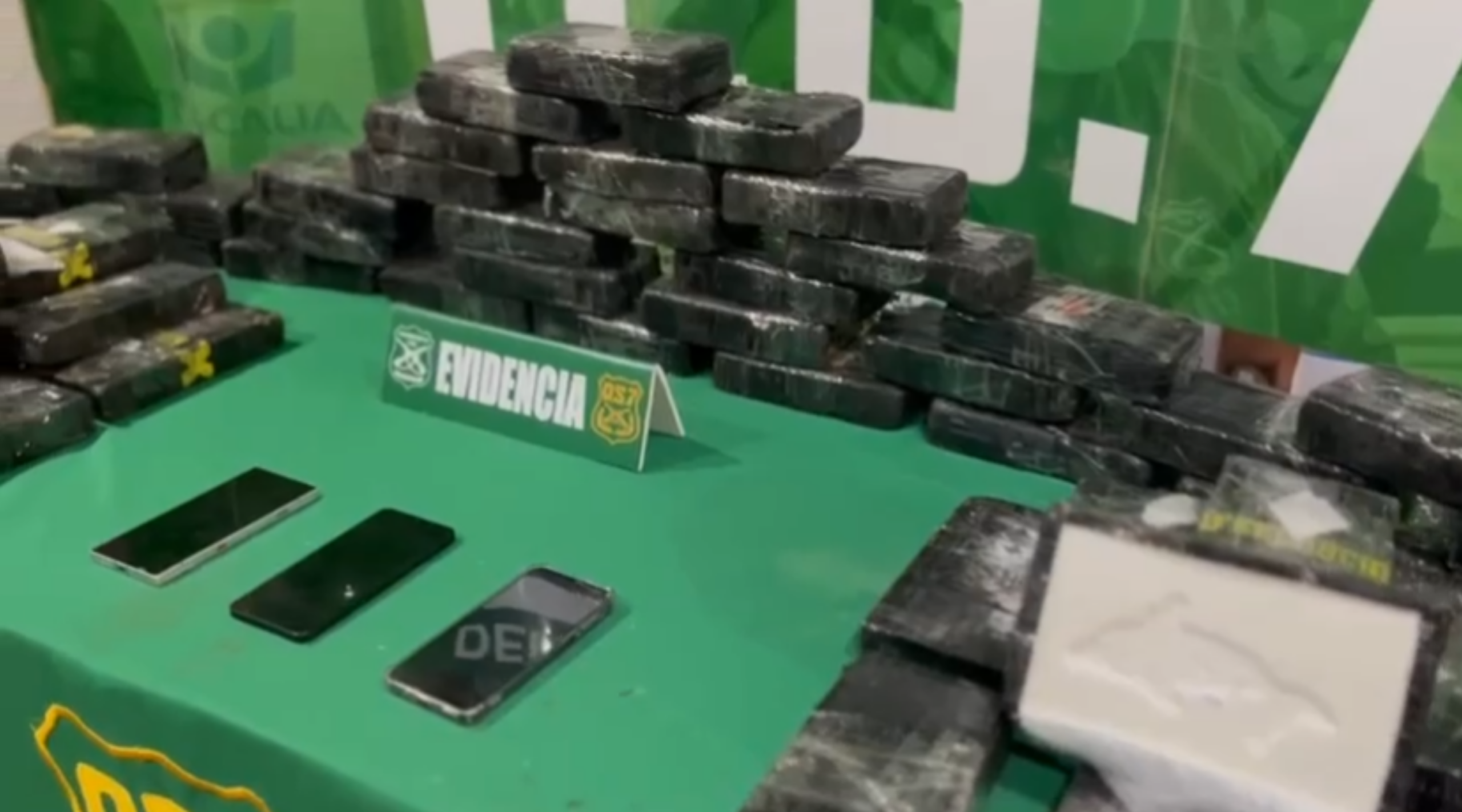 Carabineros incautó 55 kilos de droga avaluada en más de $600 millones tras fiscalizar un vehículo en la Ruta 5 Norte, en La Ligua.